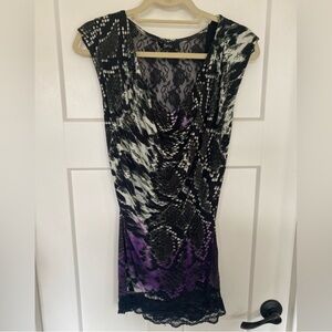 Sky women’s Y2K Mini cocktail snake print lace dress size small.